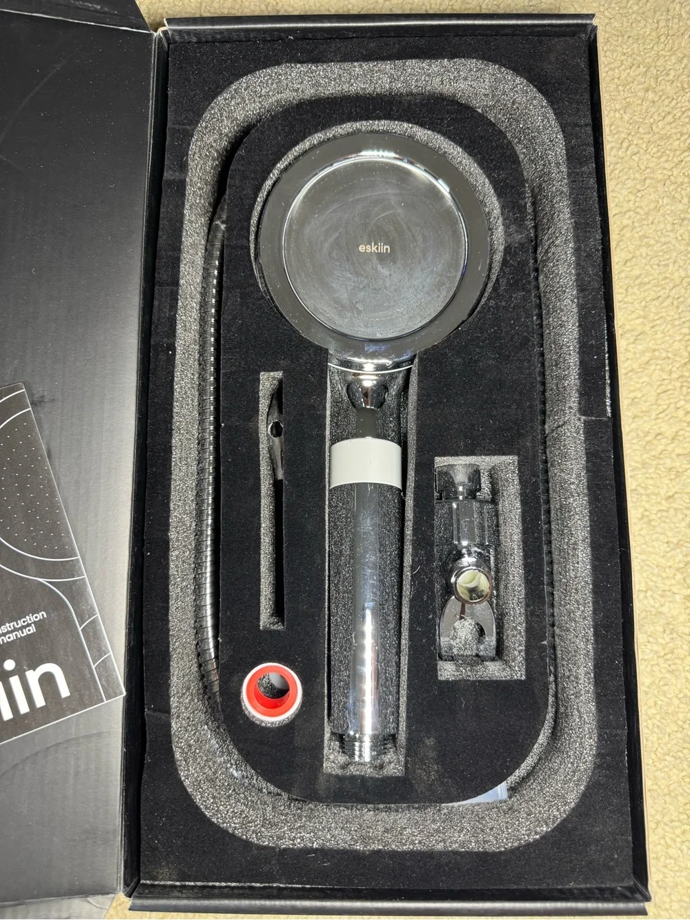 Eskiin Filtered BLACK Handheld Showerhead NEW in Package